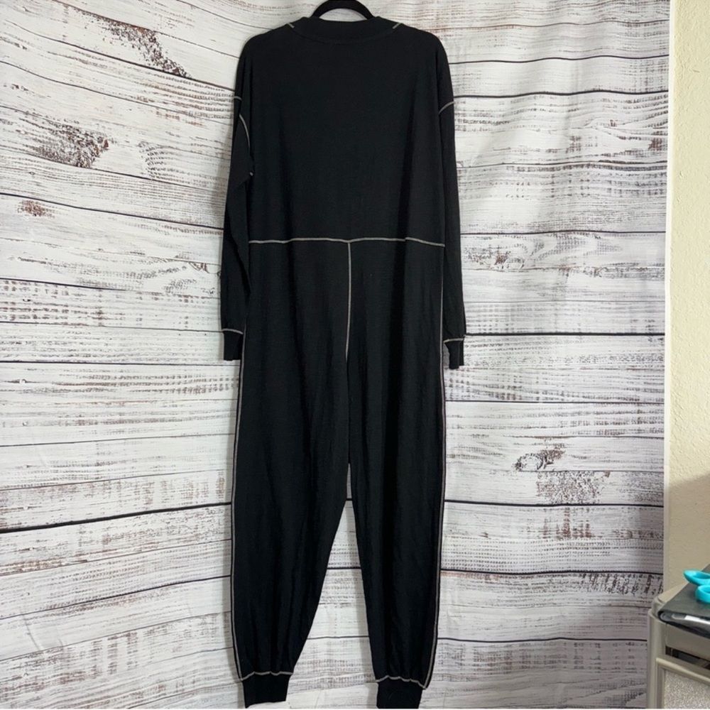 Natural Life Jumpsuit Womens size L slouchy Black oversized Drop Waist Lagenlook - Picture 4 of 11
